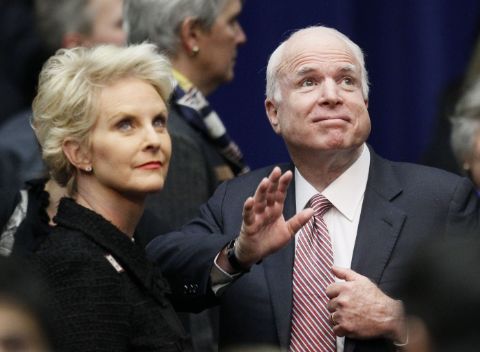 Cindy McCain poses a picture with her late husband John McCain.